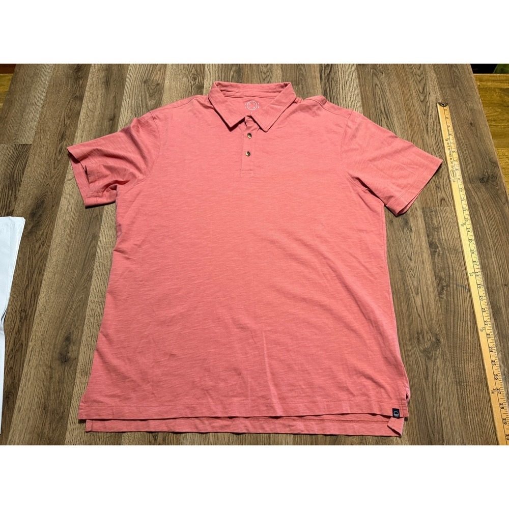 Eventide Polo Shirt Mens Large Pink Mens Slub Knit Short Sleeve Excellent